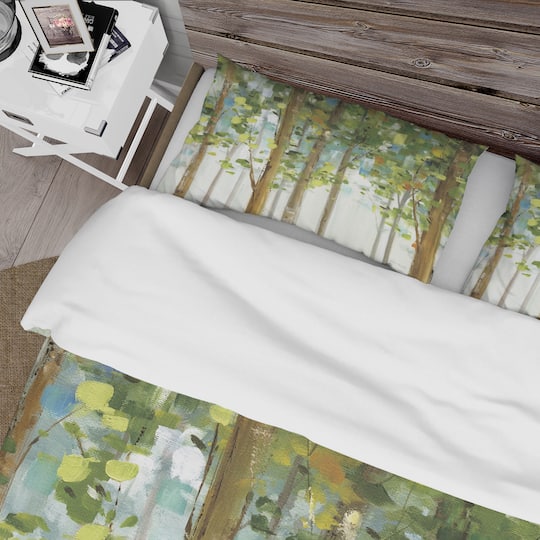 Designart 'Green Forest Study' Farmhouse Bedding Set